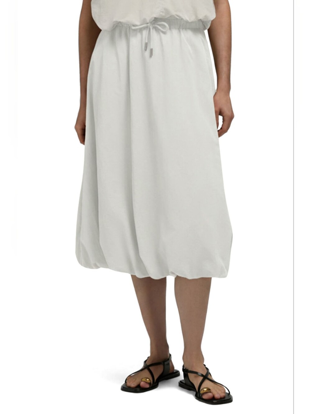 Hunter Snow White Bubble Hem Midi Skirt Drawstring Pockets | Large | NWT